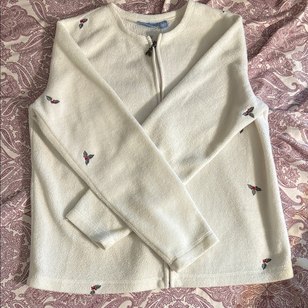 Croft & Barrow Off-White Cardigan with Embroidered Accents​